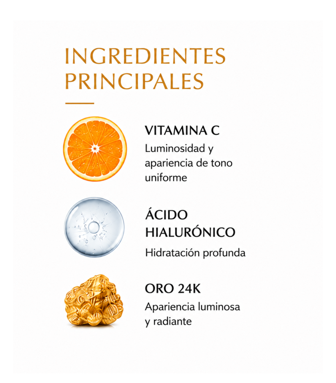 Sérum Facial 24K Gold — Vitamina C + Ácido Hialurónico